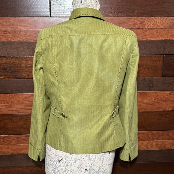 Coldwater Creek Collared Long Sleeve Olive Green Button Down Blazer - Picture 8 of 10